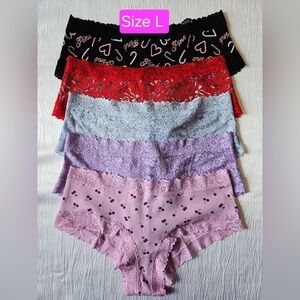 PINK Victoria's Secret Red and Pink Lace Panties 5 pieces